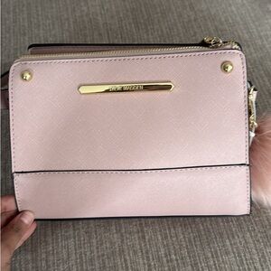 Steve Madden Pale Pink Saffiano Crossbody with Gold Hardware